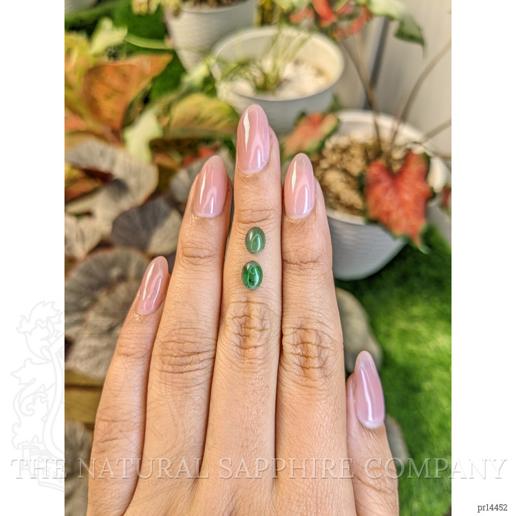 1.50 Ct.Tw. Green Cabochon Jade Pair from Burma (Myanmar)