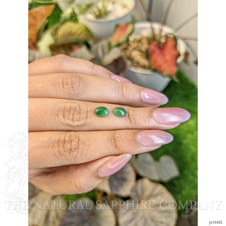 1.50 Ct.Tw. Green Cabochon Jade Pair from Burma (Myanmar)