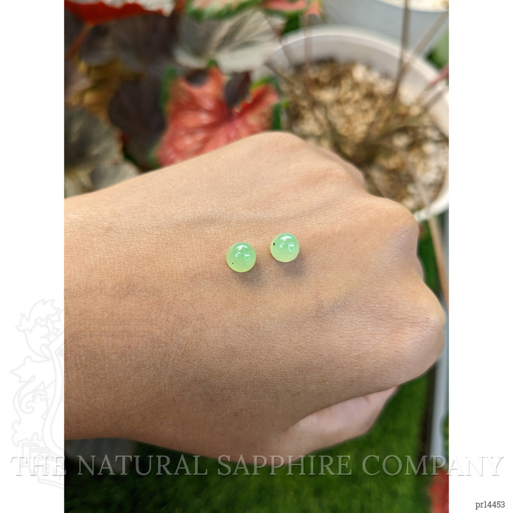2.73 Ct.Tw. Yellowish Green Cabochon Jade Pair from Burma (Myanmar)