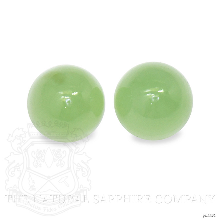 2.65 Ct.Tw. Yellowish Green Cabochon Jade Pair from Burma (Myanmar)