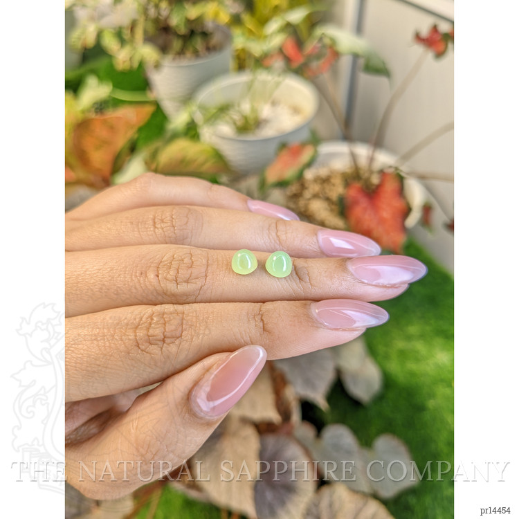 2.65 Ct.Tw. Yellowish Green Cabochon Jade Pair from Burma (Myanmar)
