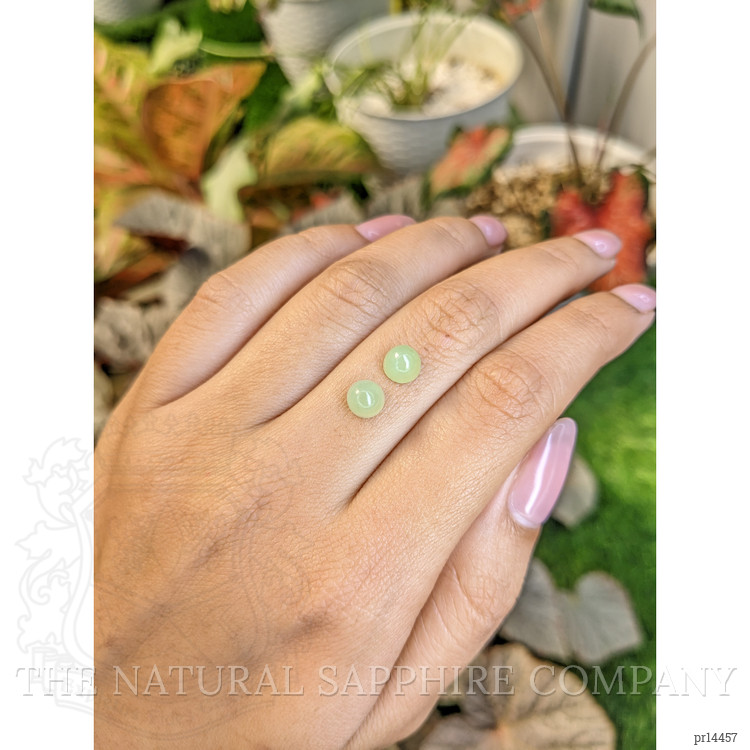 2.79 Ct.Tw. Green Cabochon Jade Pair from Burma (Myanmar)