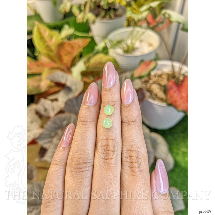 2.79 Ct.Tw. Green Cabochon Jade Pair from Burma (Myanmar)