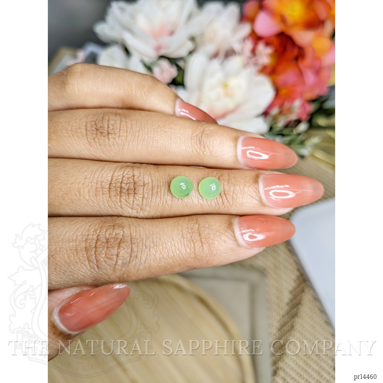 2.75 Ct.Tw. Green Cabochon Jade Pair from Burma (Myanmar)