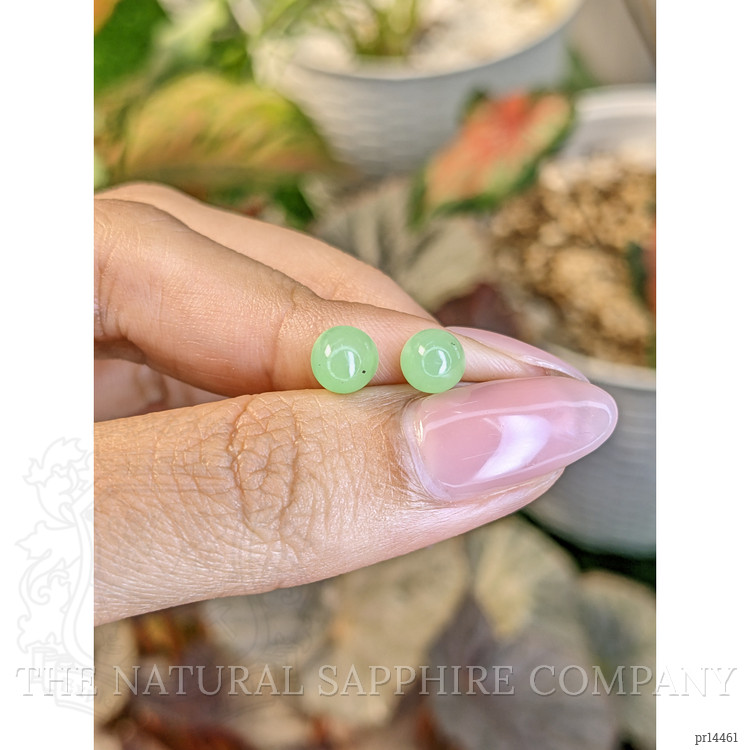 2.87 Ct.Tw. Green Cabochon Jade Pair from Burma (Myanmar)