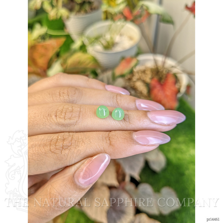 2.87 Ct.Tw. Green Cabochon Jade Pair from Burma (Myanmar)