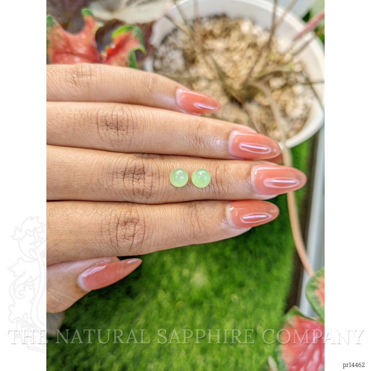 2.64 Ct.Tw. Green Cabochon Jade Pair from Burma (Myanmar)