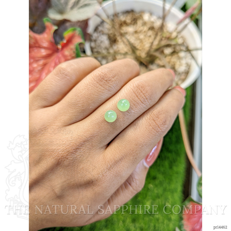 2.64 Ct.Tw. Green Cabochon Jade Pair from Burma (Myanmar)