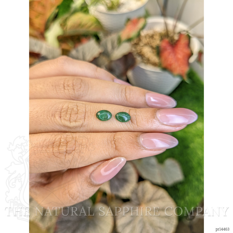 1.41 Ct.Tw. Green Cabochon Jade Pair from Burma (Myanmar)