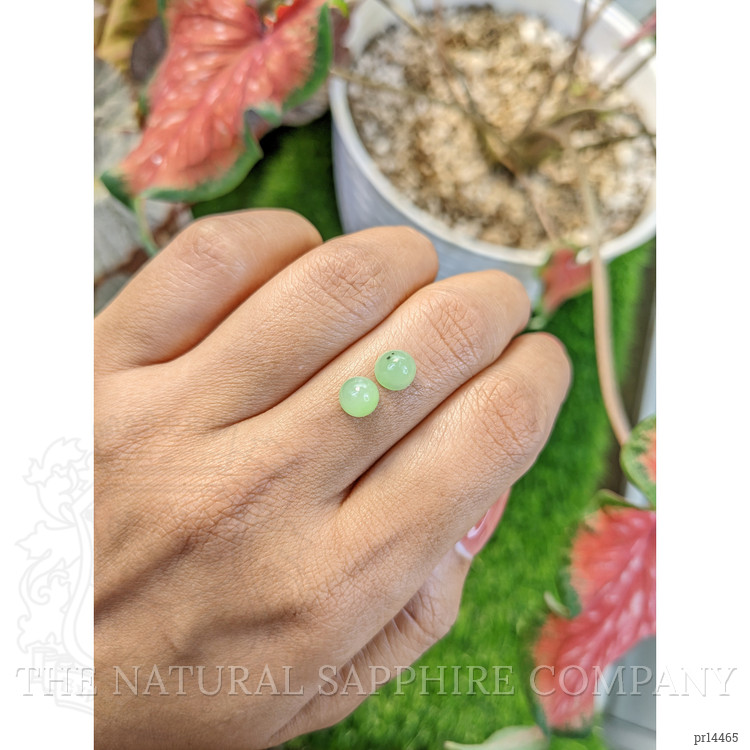 2.80 Ct.Tw. Green Cabochon Jade Pair from Burma (Myanmar)