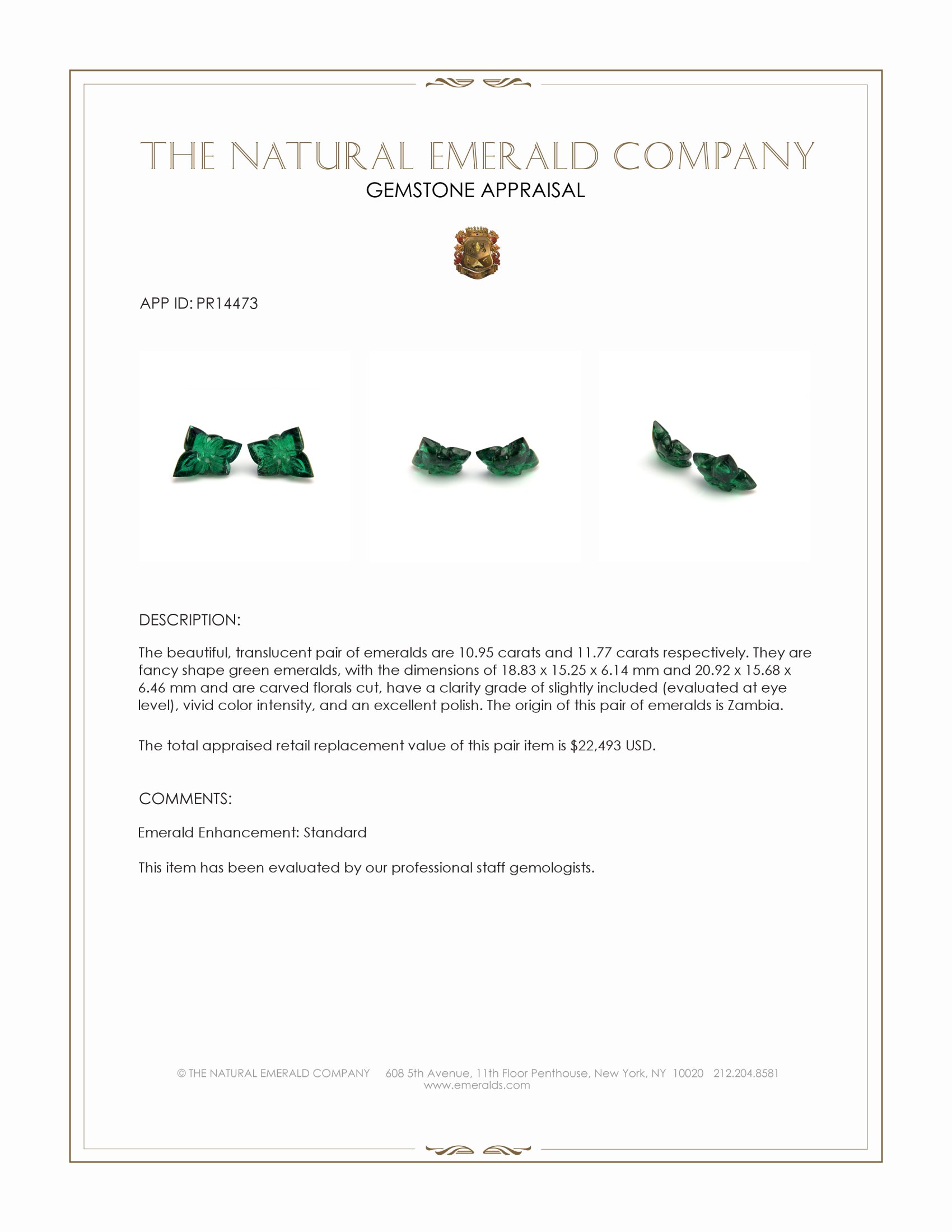 22.72 Ct.Tw. Emerald Pair from Zambia