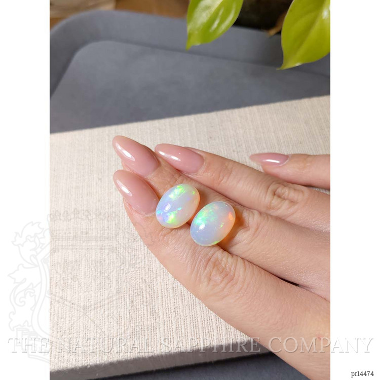 17.78 Ct.Tw. Multi Color Cabochon Opal Pair from Ethiopia