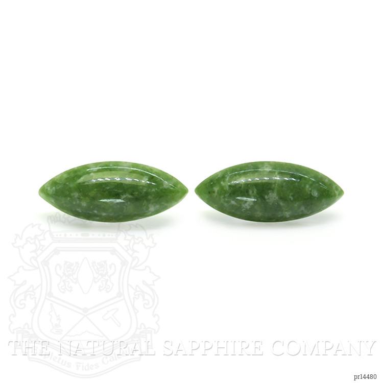 12.25 Ct.Tw. Green Cabochon Jade Pair from Burma (Myanmar)