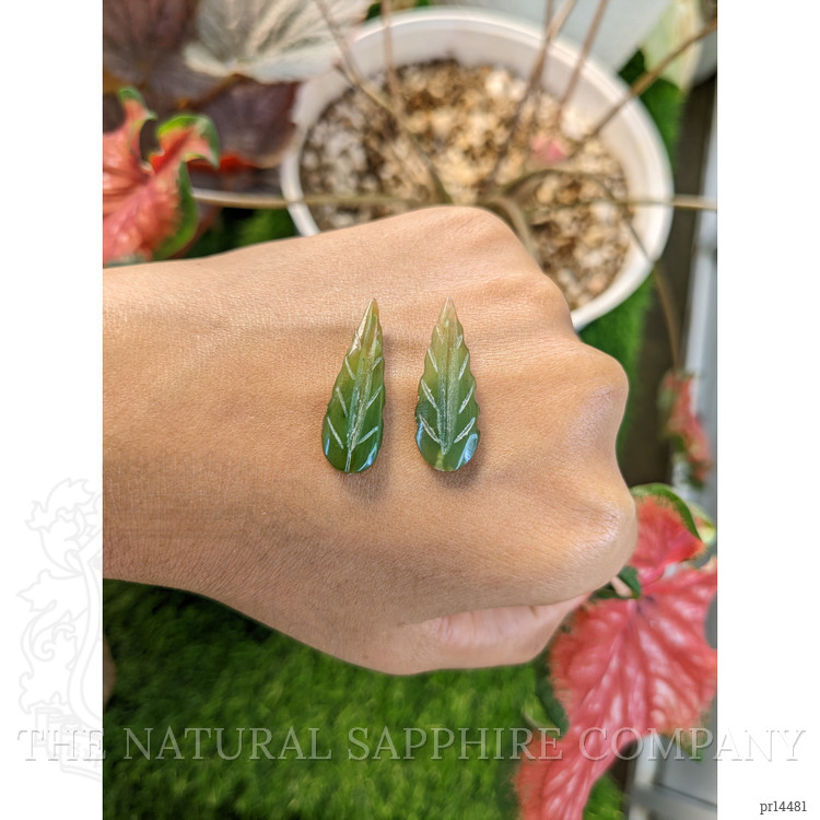 12.60 Ct.Tw. Green Jade Pair from Burma (Myanmar)