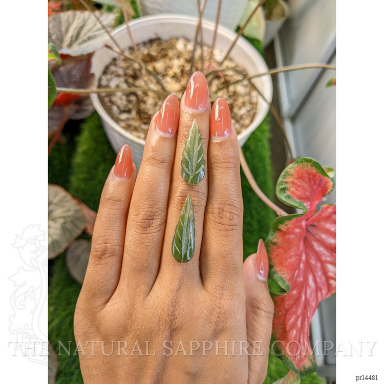 12.60 Ct.Tw. Green Jade Pair from Burma (Myanmar)