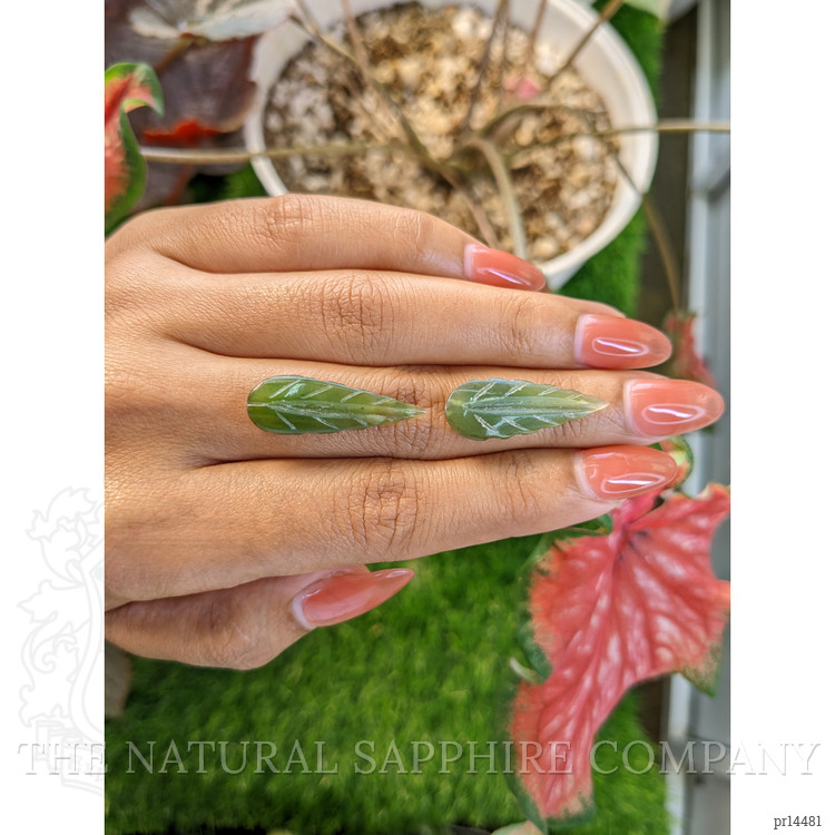 12.60 Ct.Tw. Green Jade Pair from Burma (Myanmar)