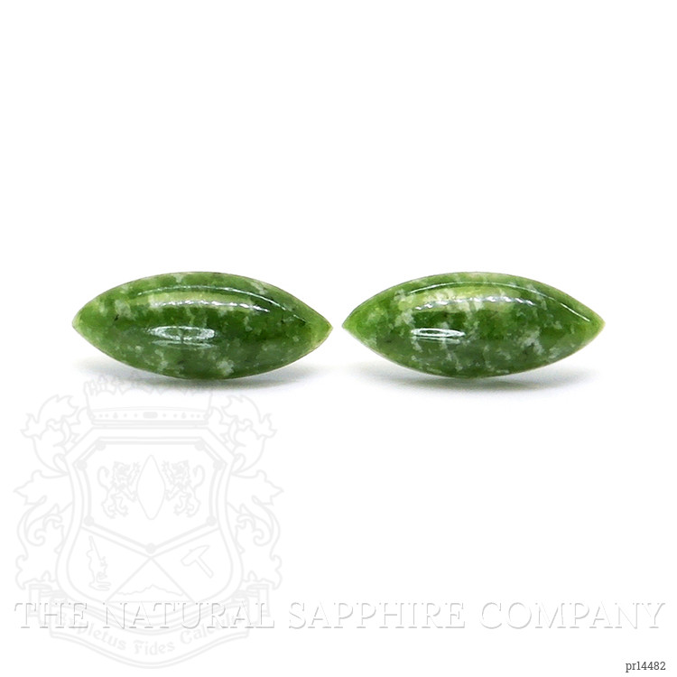 12.46 Ct.Tw. Green Cabochon Jade Pair from Burma (Myanmar)