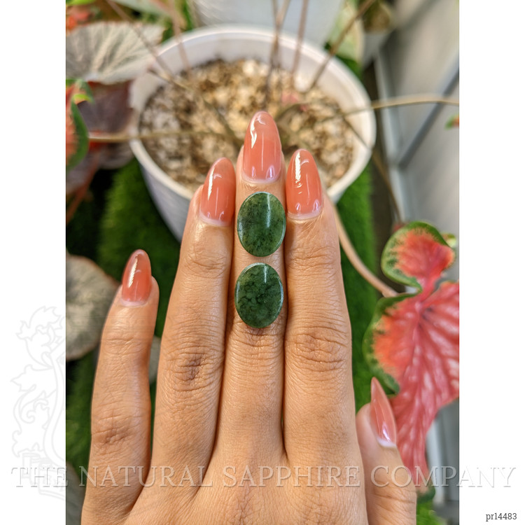 11.10 Ct.Tw. Green Jade Pair from Burma (Myanmar)