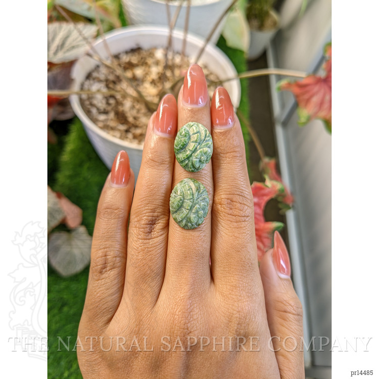 18.73 Ct.Tw. Green Jade Pair from Burma (Myanmar)