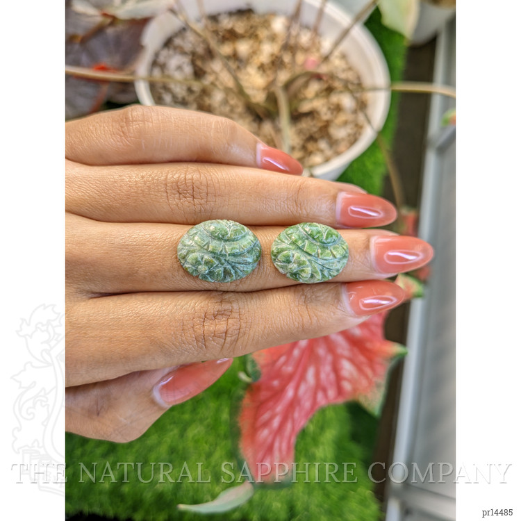 18.73 Ct.Tw. Green Jade Pair from Burma (Myanmar)