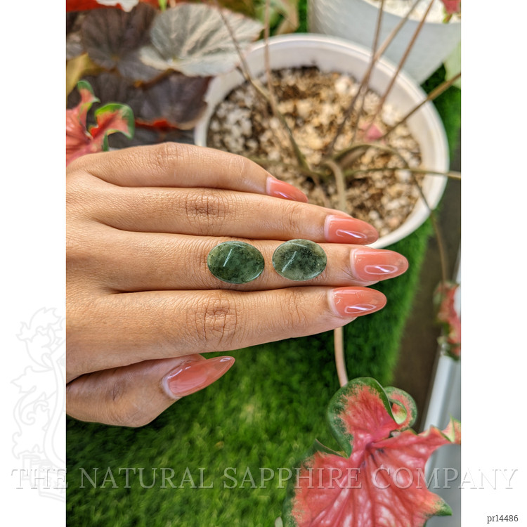 12.02 Ct.Tw. Green Jade Pair from Burma (Myanmar)