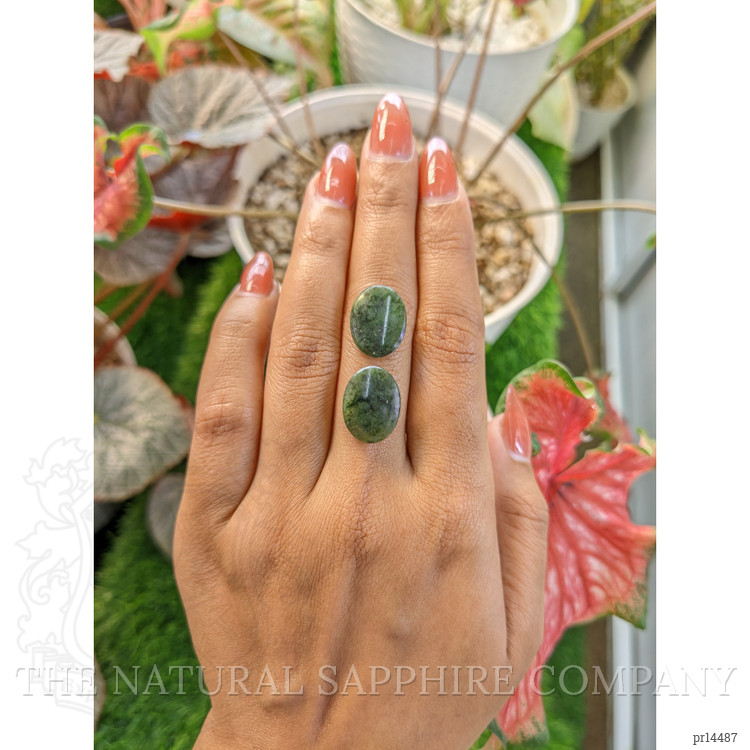 12.16 Ct.Tw. Green Jade Pair from Burma (Myanmar)