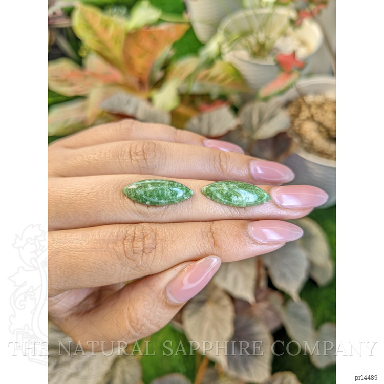 12.65 Ct.Tw. Green Cabochon Jade Pair from Burma (Myanmar)