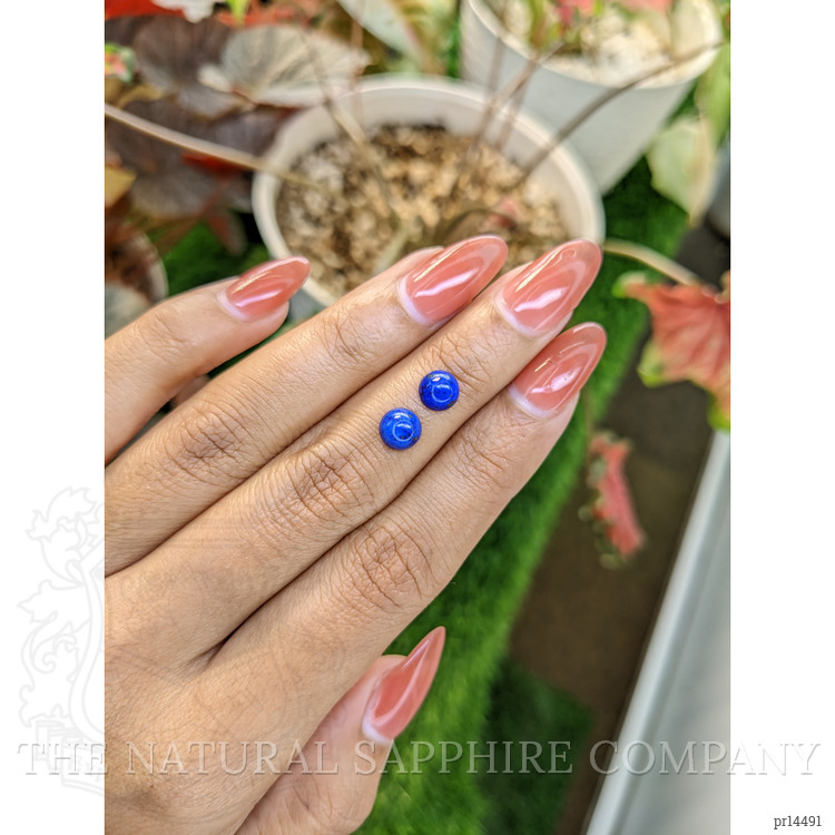2.00 Ct.Tw. Cabochon Lapis Pair from Afghanistan