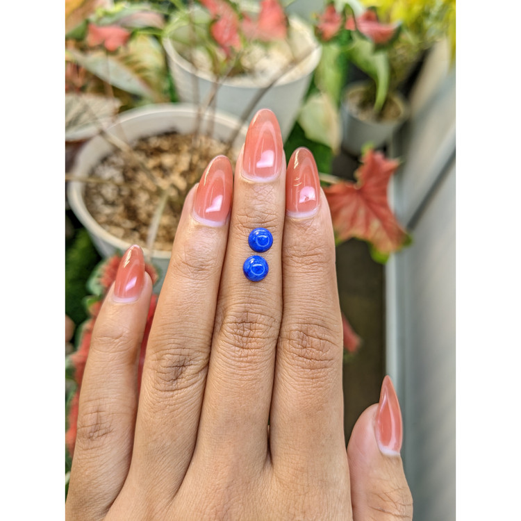 2.00 Ct.Tw. Cabochon Lapis Pair from Afghanistan