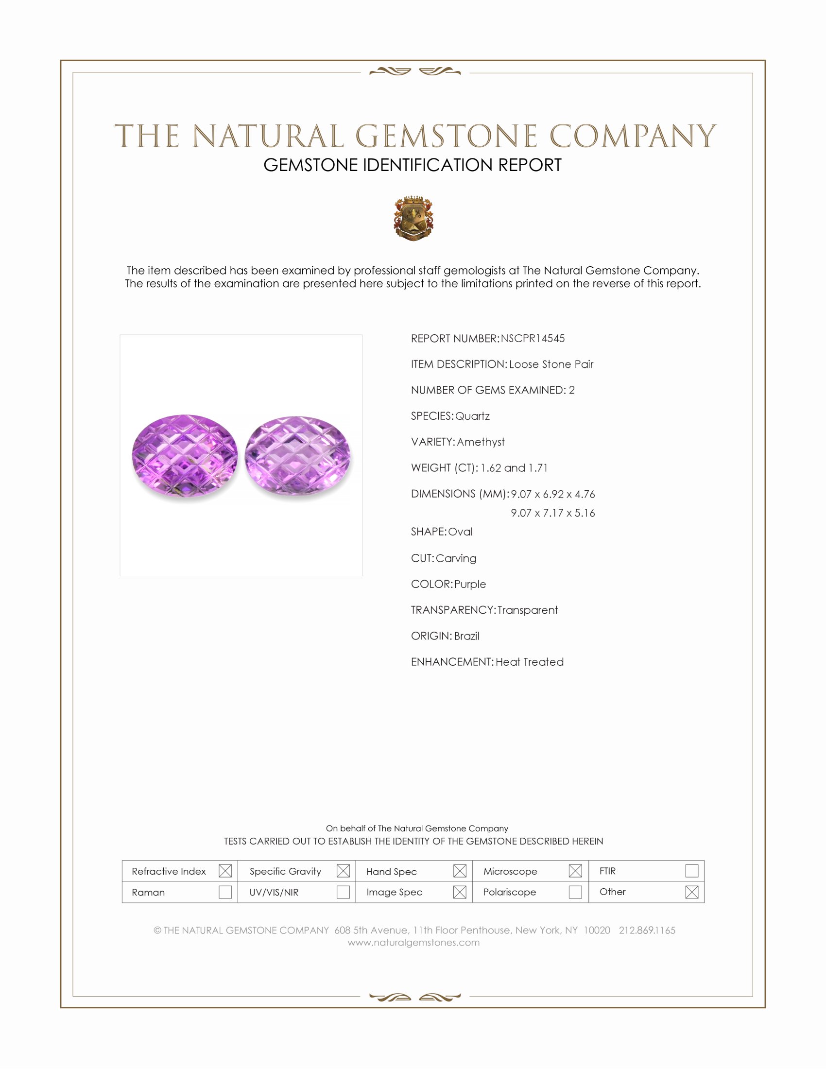 3.33 Ct.Tw. Purple Amethyst Pair from Brazil