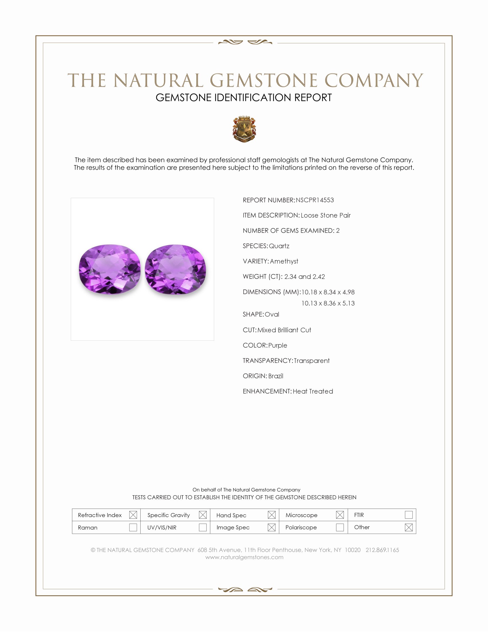4.76 Ct.Tw. Purple Amethyst Pair from Brazil