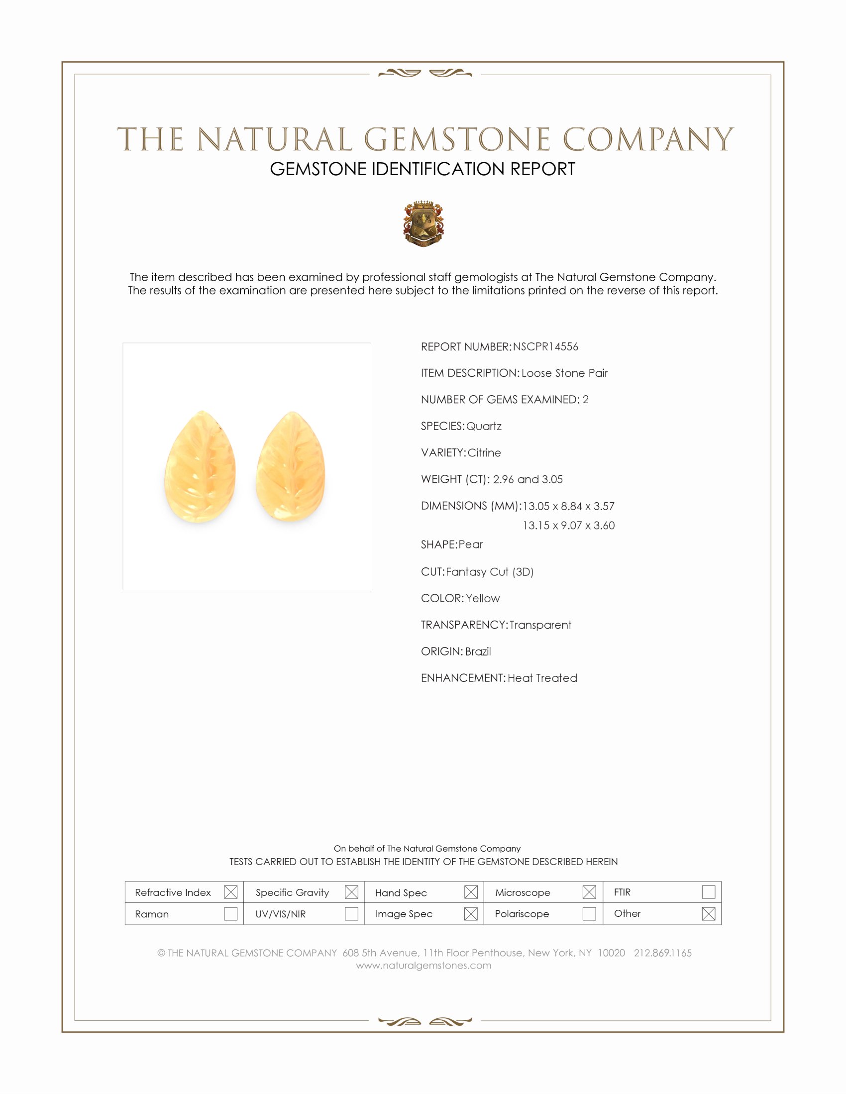 6.01 Ct.Tw. Yellow Citrine Pair from Brazil