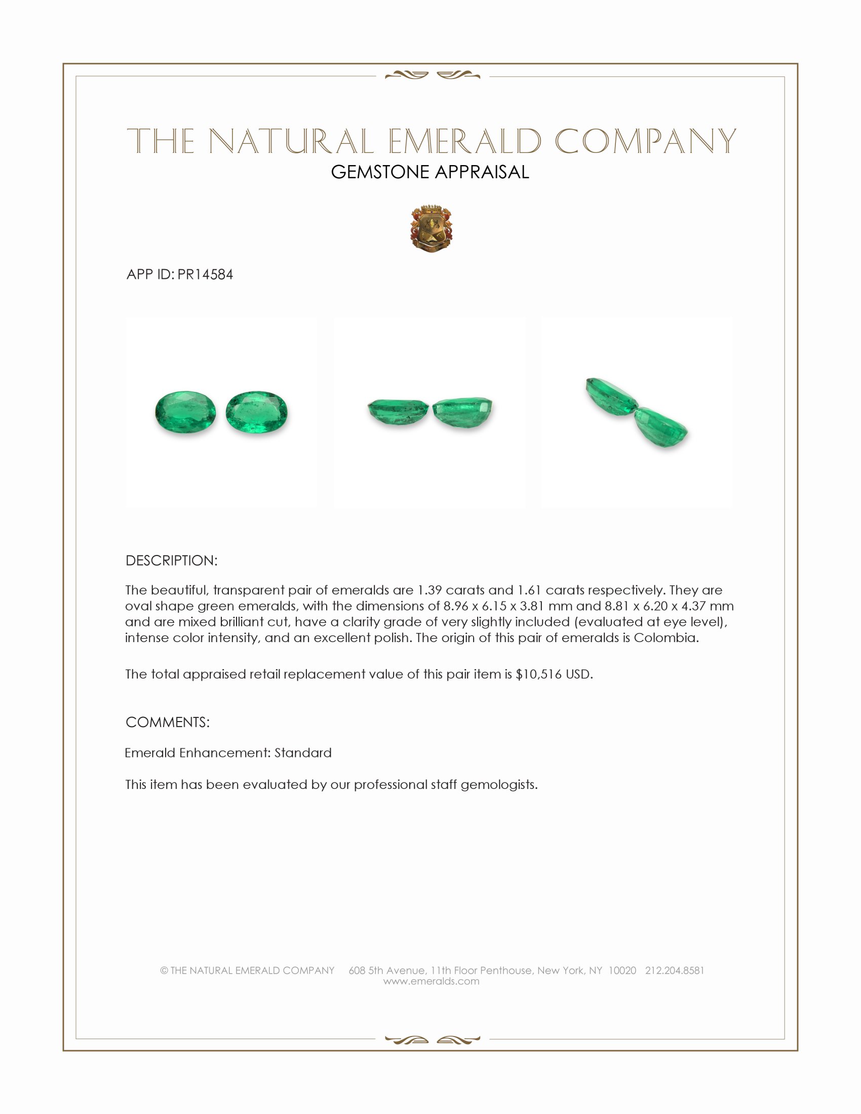 3.00 Ct.Tw. Emerald Pair from Colombia
