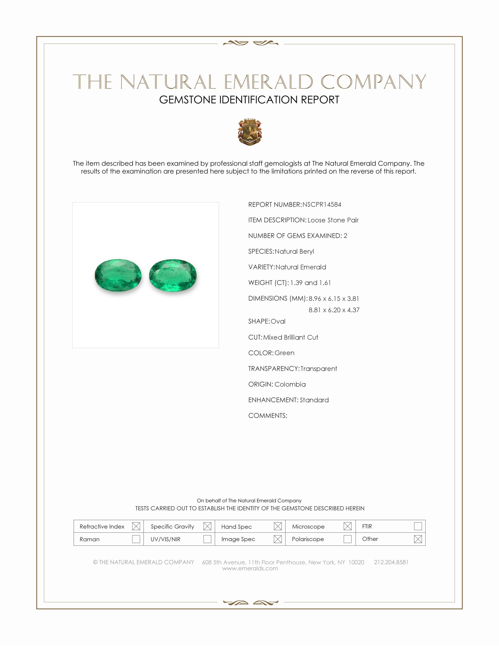 3.00 Ct.Tw. Emerald Pair from Colombia