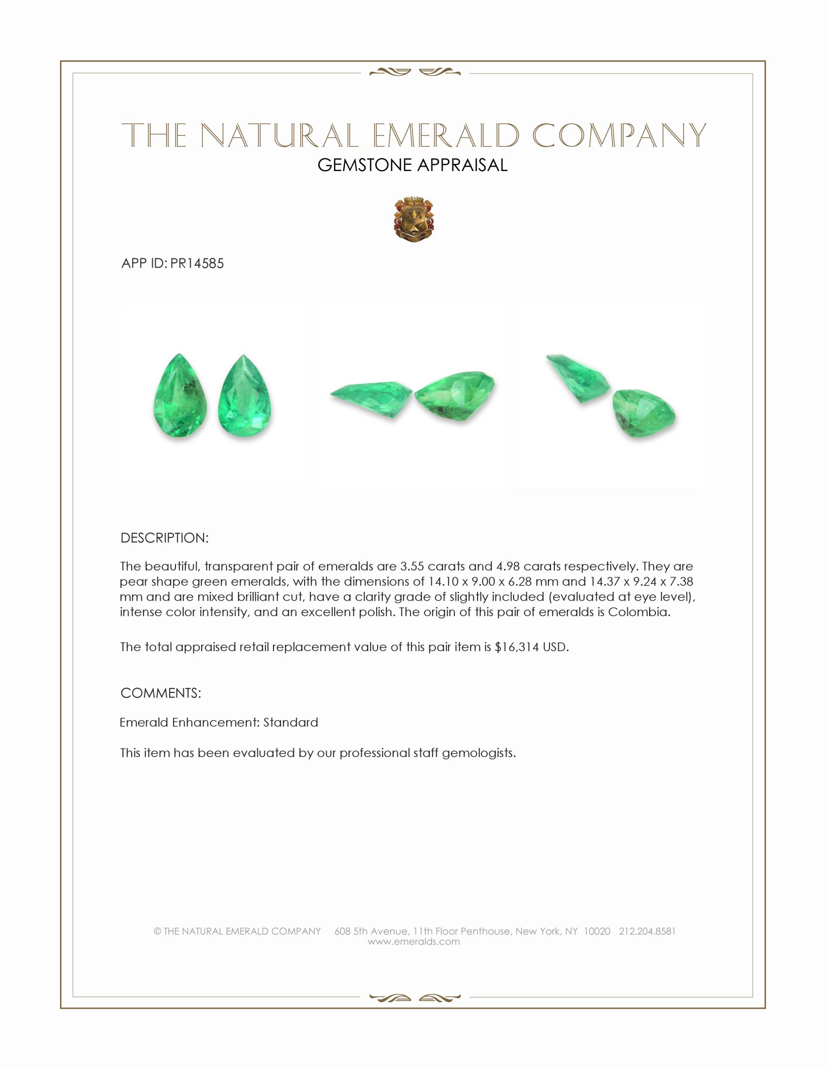 8.53 Ct.Tw. Emerald Pair from Colombia