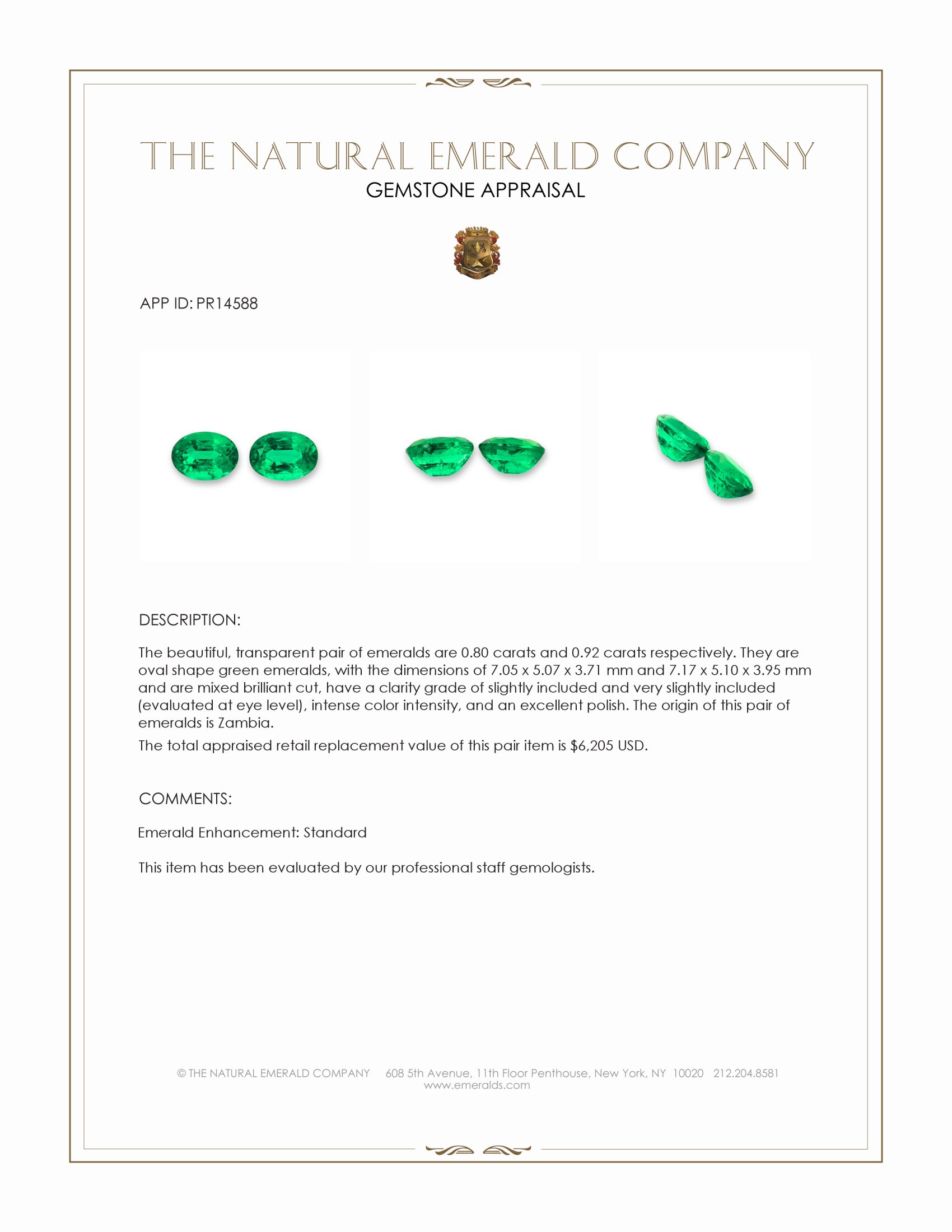 1.72 Ct.Tw. Emerald Pair from Zambia