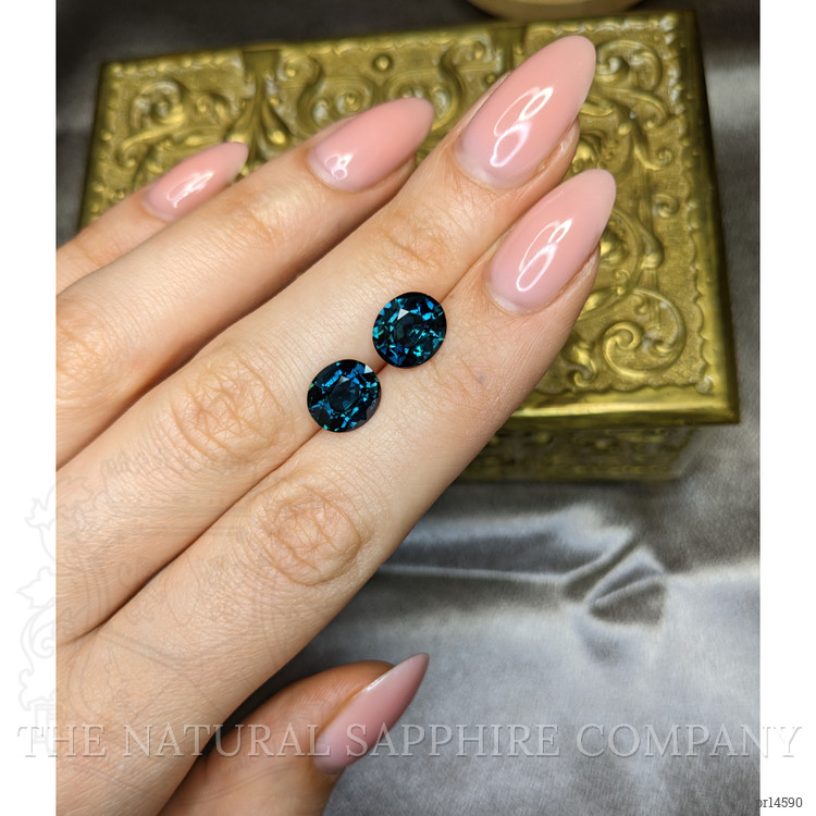 7.56 Ct.Tw. Greenish Blue Sapphire Pair from Madagascar