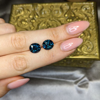 7.56&nbsp;Ct.Tw.Total Carat Weight Greenish Blue Sapphire Pair from Madagascar Life Style