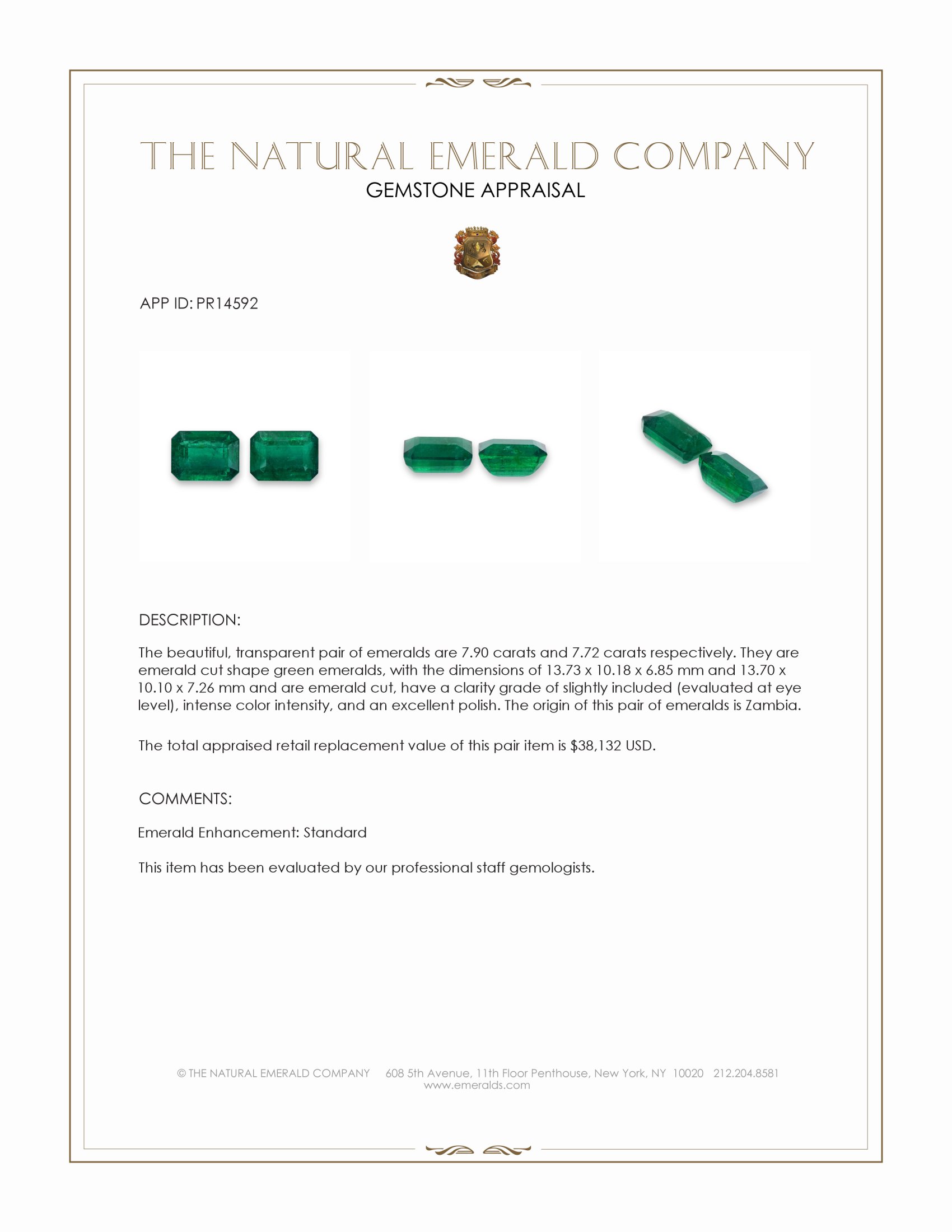 15.62 Ct.Tw. Emerald Pair from Zambia