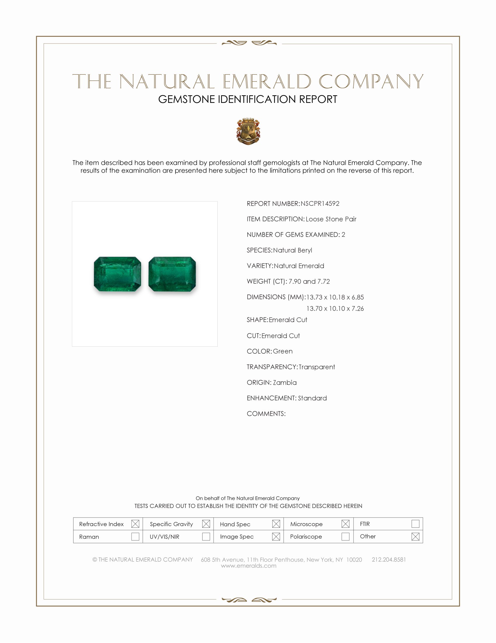 15.62 Ct.Tw. Emerald Pair from Zambia