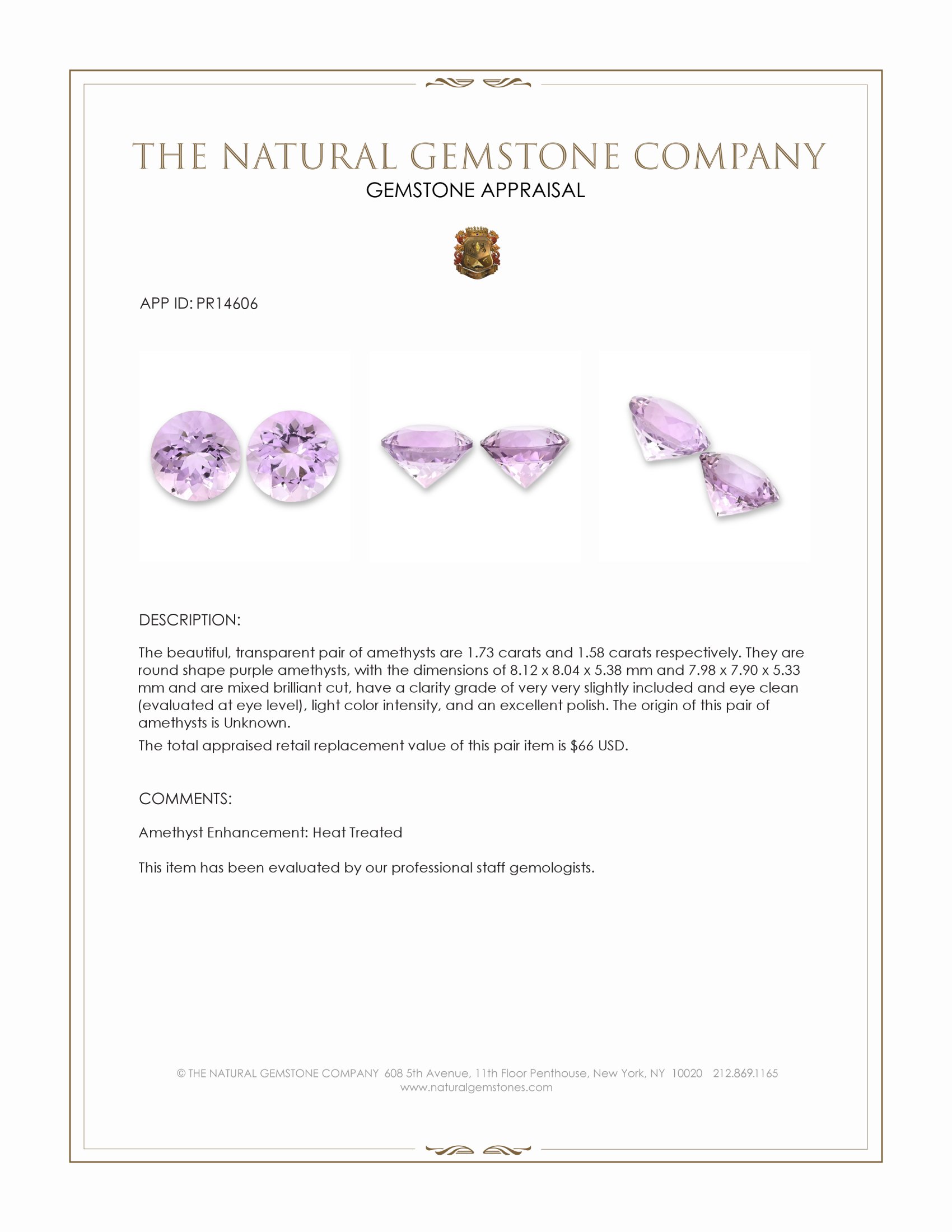 3.31 Ct.Tw. Purple Amethyst Pair