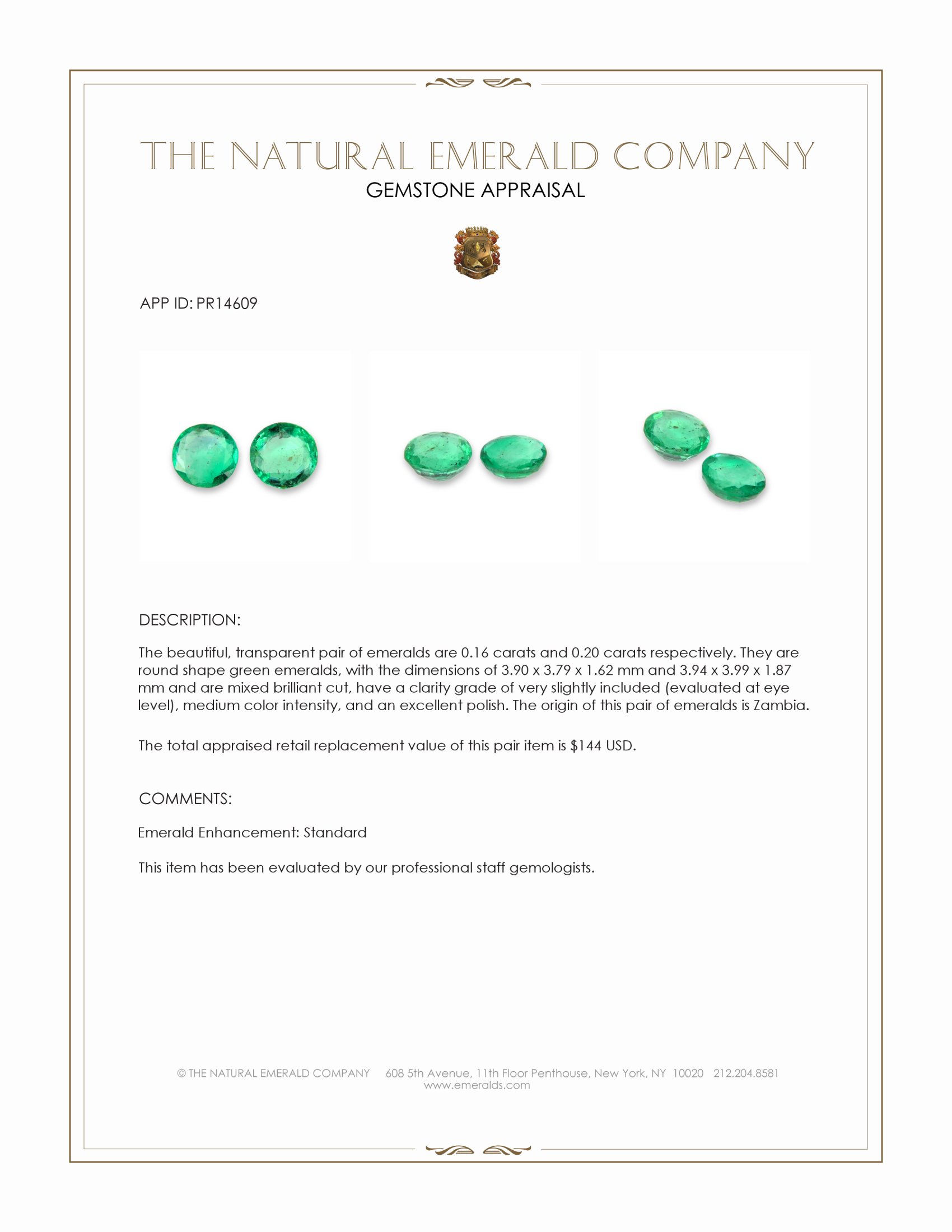 0.36 Ct.Tw. Emerald Pair from Zambia