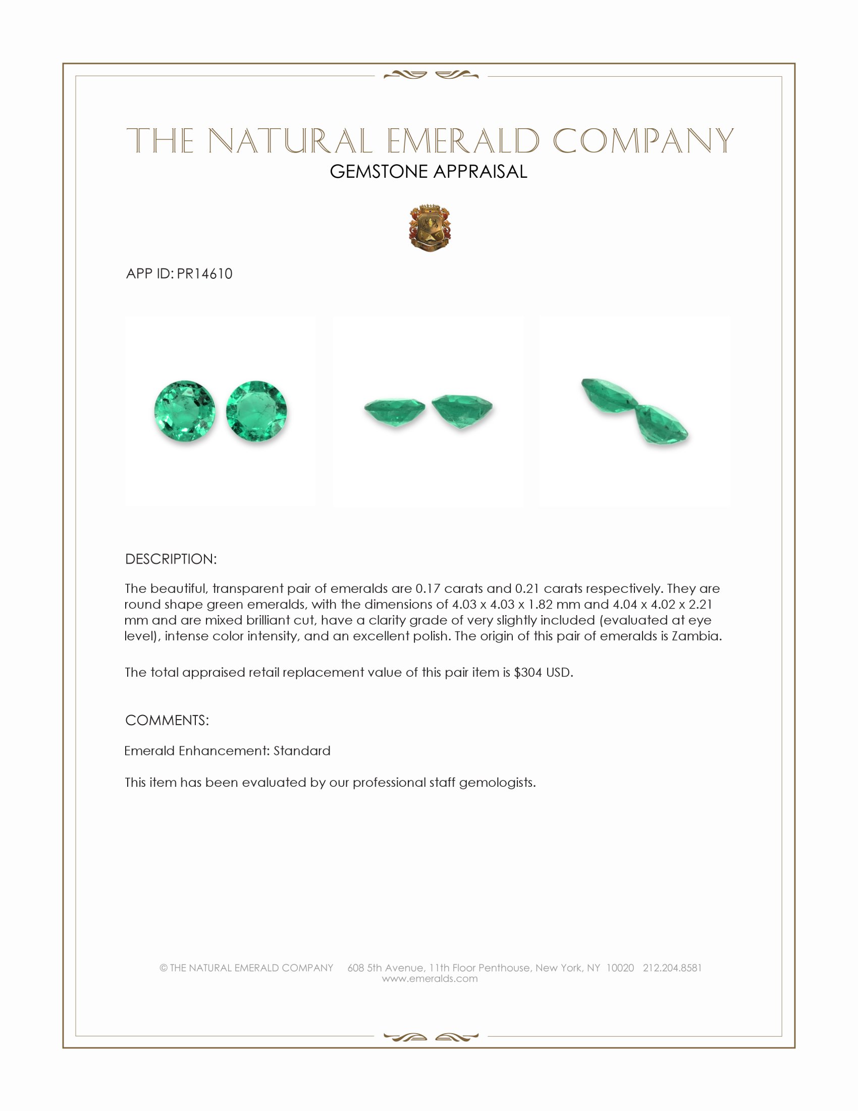 0.38 Ct.Tw. Emerald Pair from Zambia
