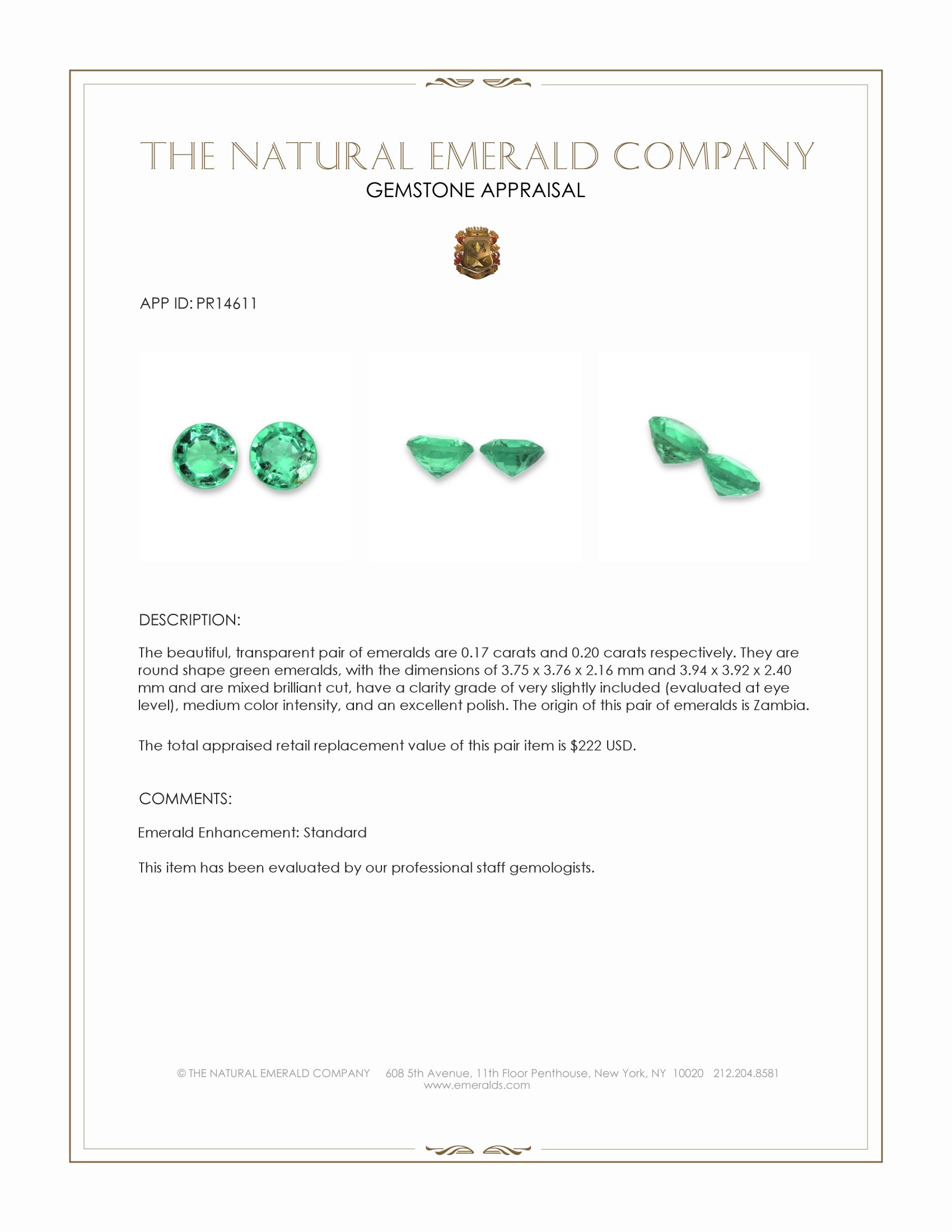 0.37 Ct.Tw. Emerald Pair from Zambia