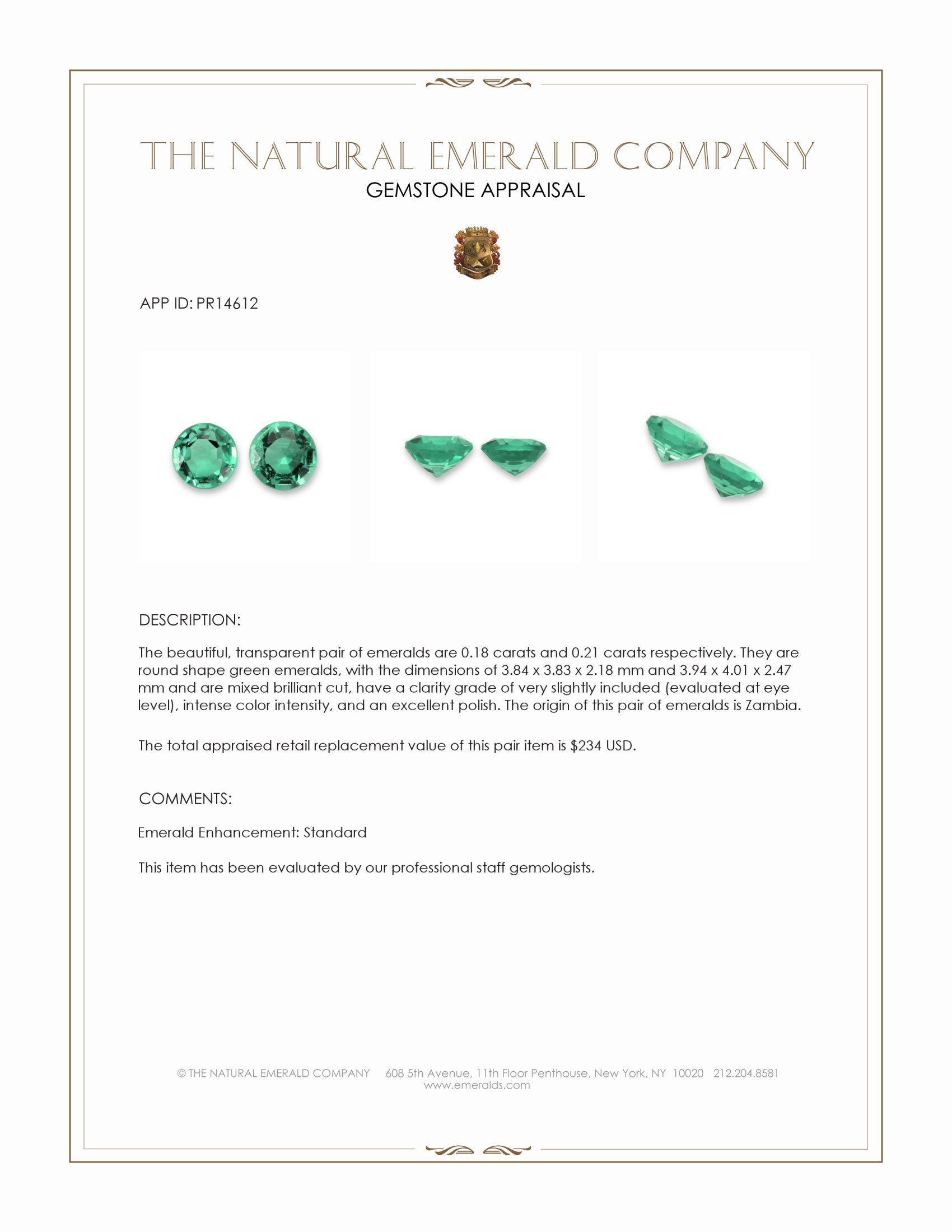 0.39 Ct.Tw. Emerald Pair from Zambia