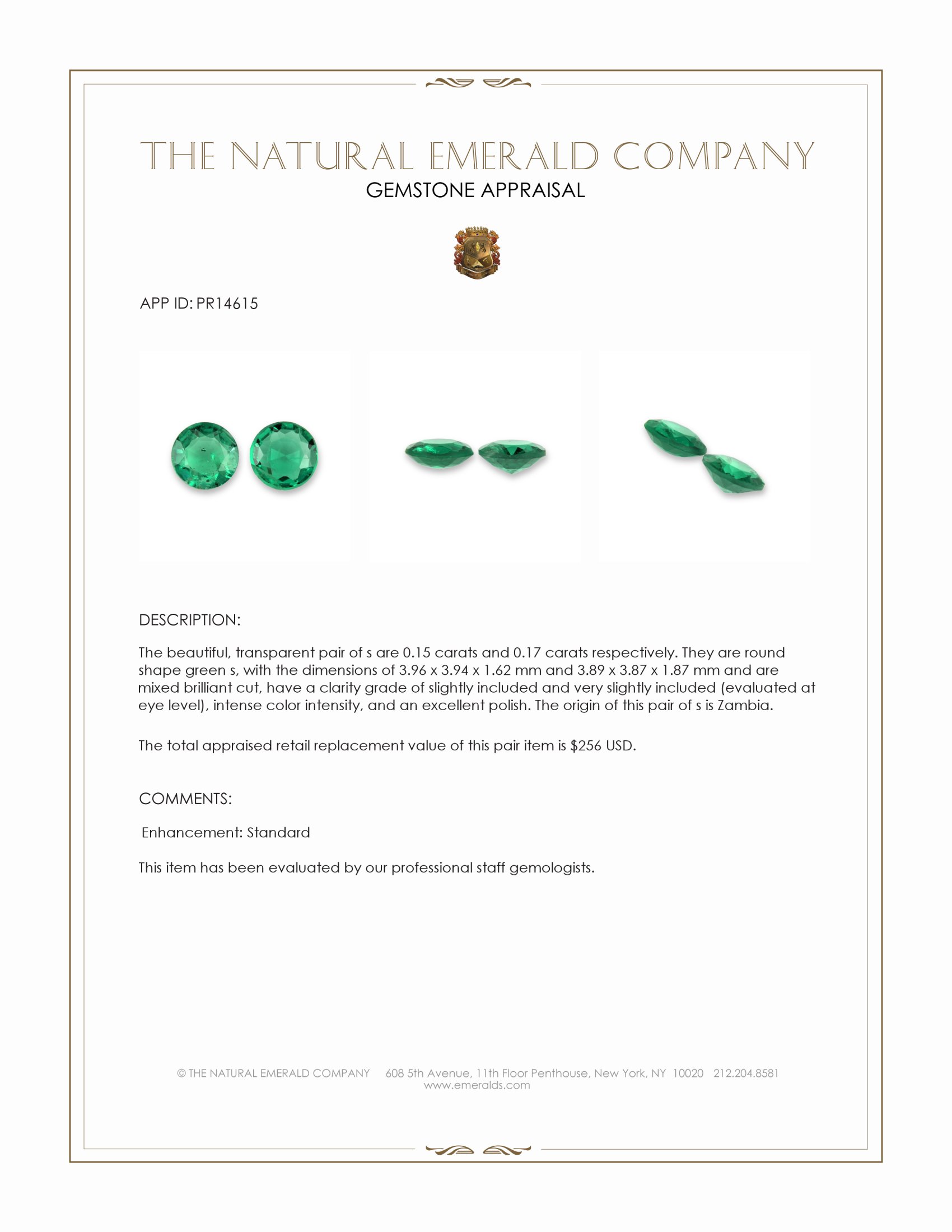 0.32 Ct.Tw. Emerald Pair from Zambia