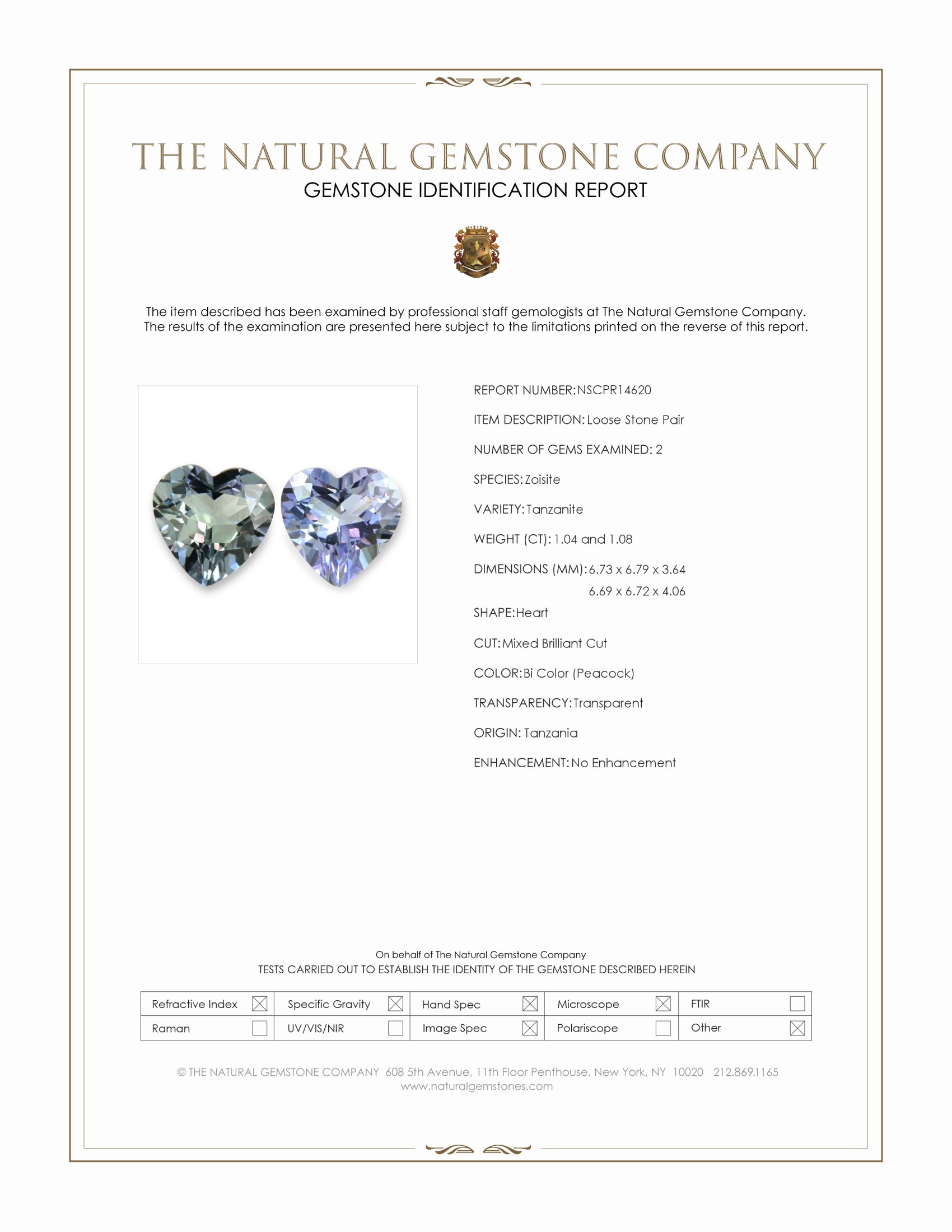 2.12 Ct.Tw. Bi Color (Peacock) Tanzanite Pair from Tanzania
