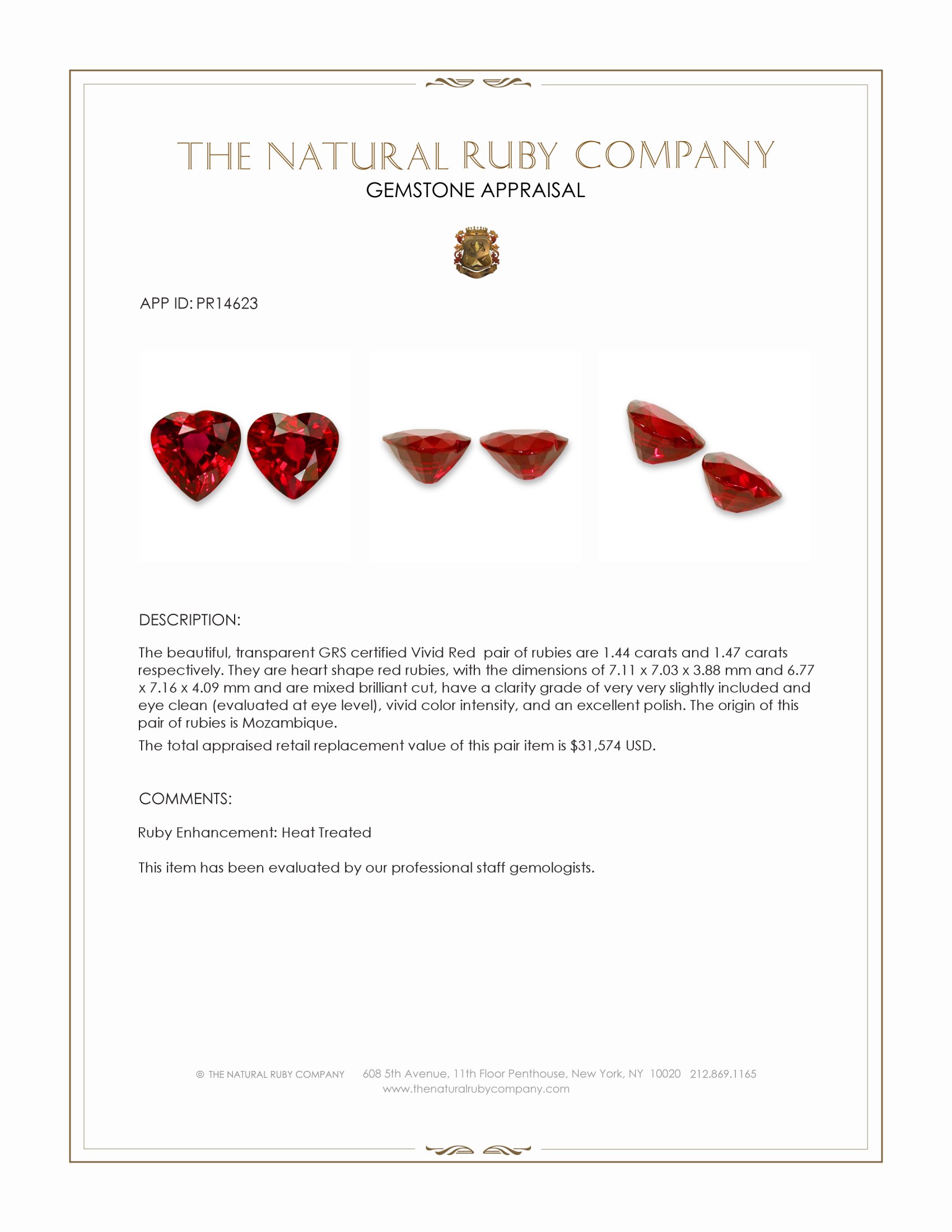 2.91 Ct.Tw. Ruby Pair from Mozambique