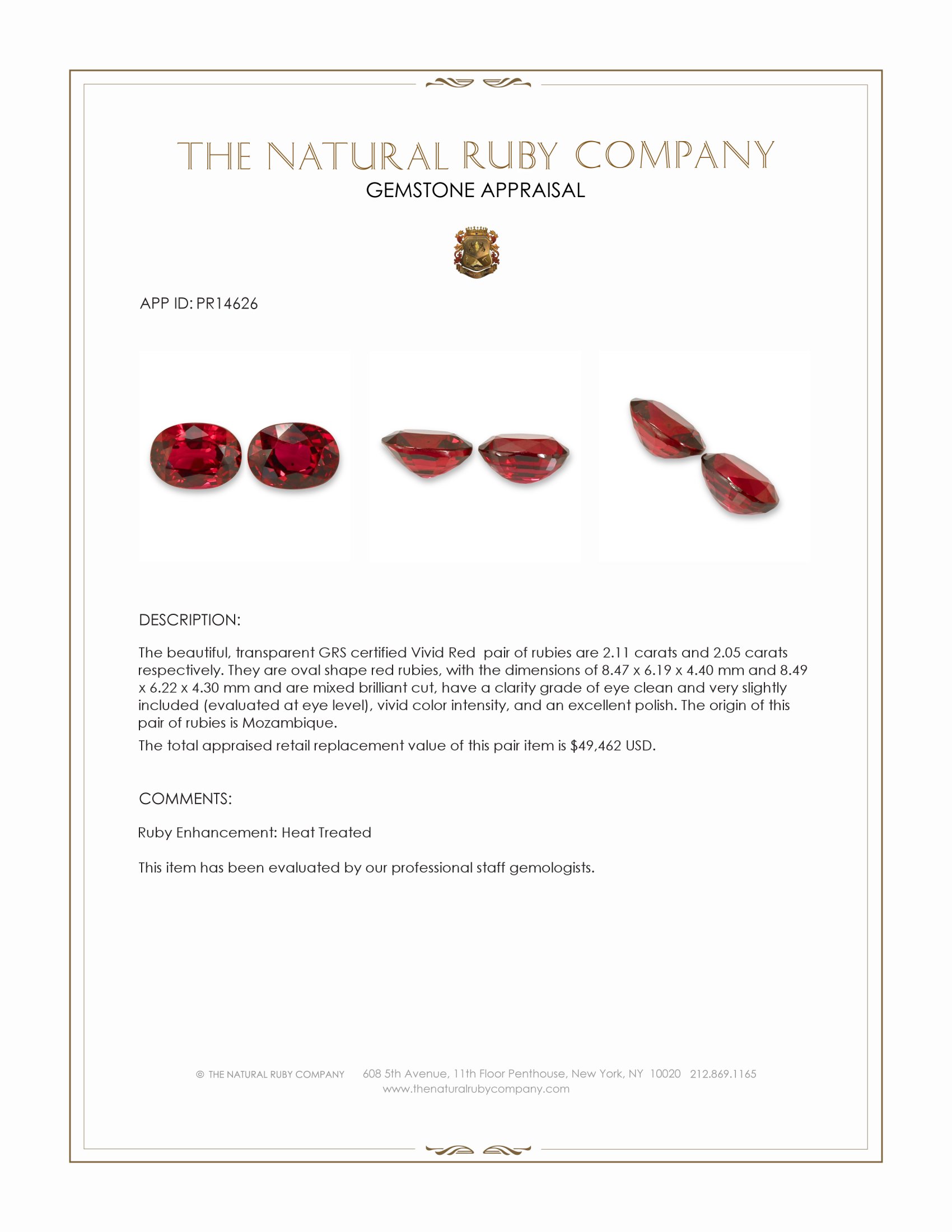 4.16 Ct.Tw. Ruby Pair from Mozambique