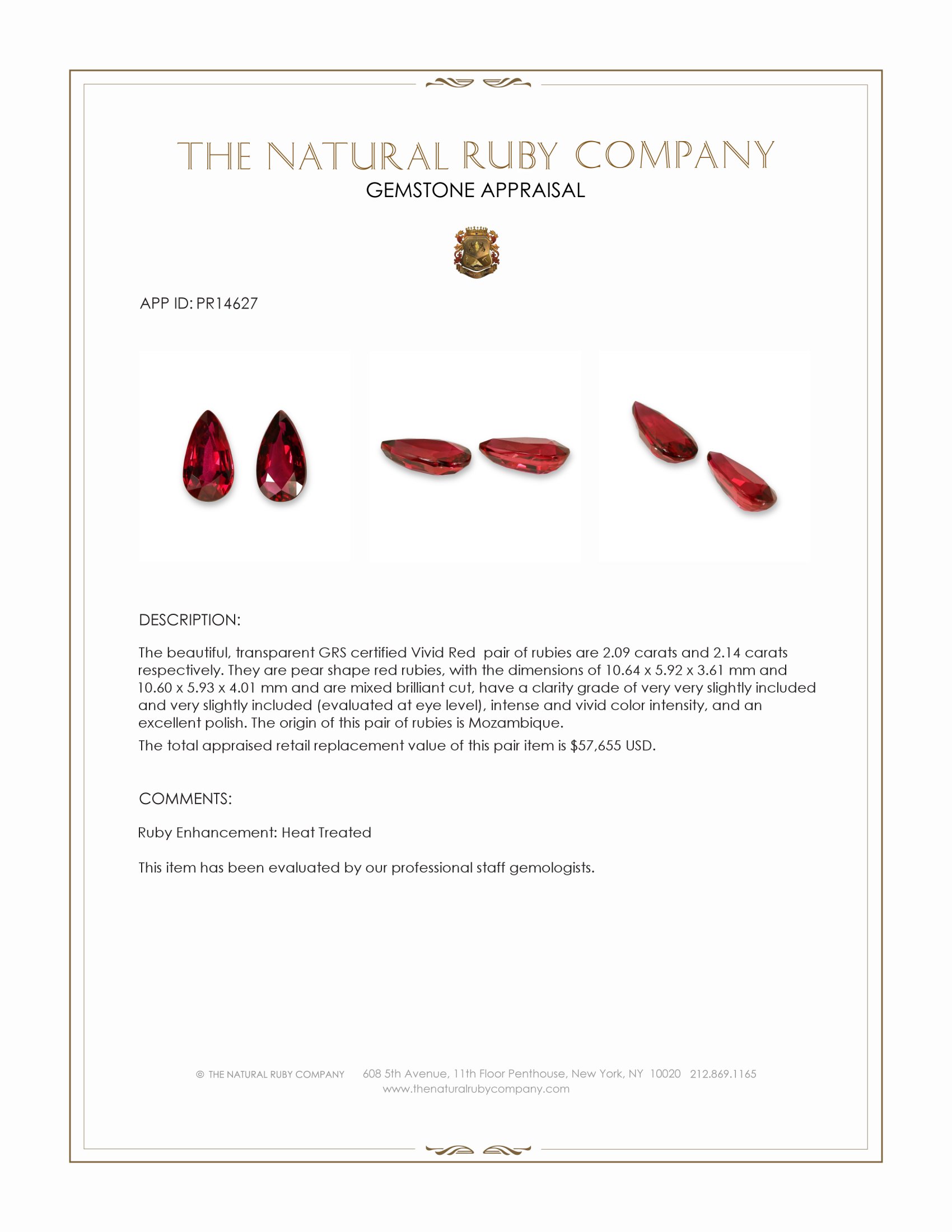 4.23 Ct.Tw. Ruby Pair from Mozambique